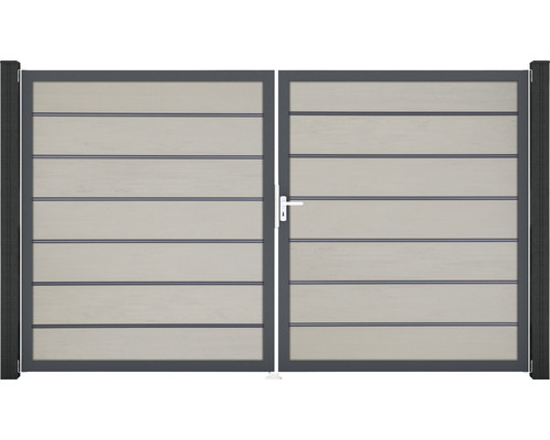 Doppeltor aus Aluminium mit horizontalen Lamellen
