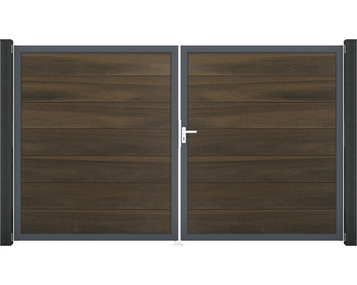 Doppeltor mit Holzfüllung und Metallrahmen