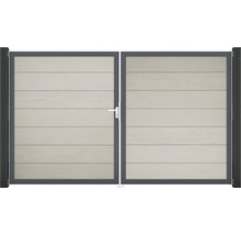 Doppeltor mit horizontalen Paneelen und Griff