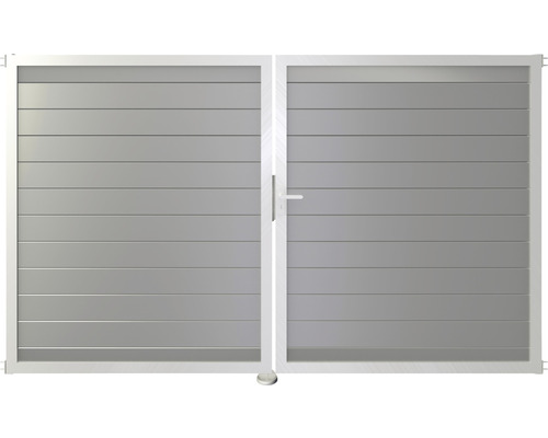 Doppelflügeltor aus Aluminium mit horizontalen Lamellen