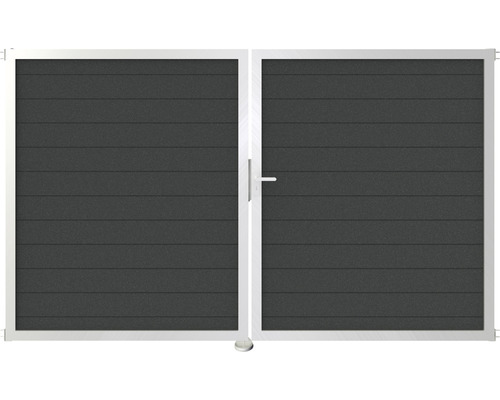 Doppeltor mit horizontalen Paneelen und Griff