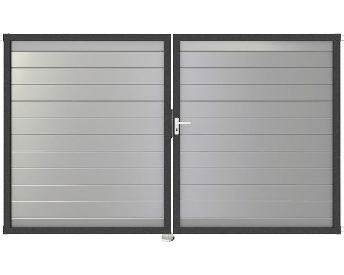 Doppelflügeltor aus Aluminium mit Griff