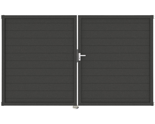 Doppeltor aus Aluminium mit horizontalen Lamellen und Griff