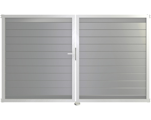 Doppeltor aus Aluminium mit horizontalen Lamellen