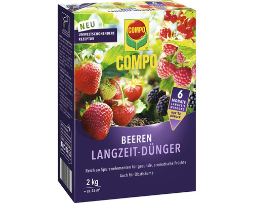 Beeren-Langzeitdünger Compo 2 kg Packung Beeren Langzeitdünger von Compo mit Erdbeeren, Himbeeren und Brombeeren