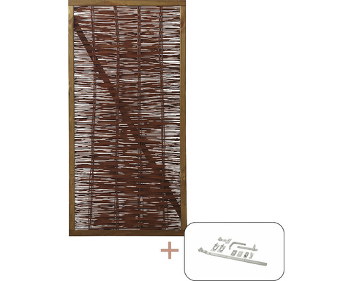 Bambuszaunelement mit Holzrahmen und Montagezubehör