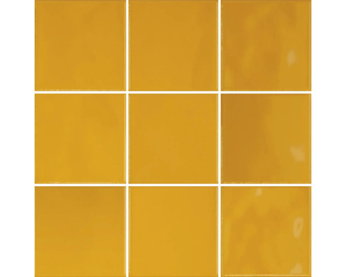 Keramikmosaik Vitra Retrochic Amber Yellow 30x30 cm Neun Keramikfliesen quadratisch angeordnet