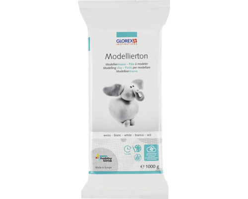 Modellierton Modelliermasse gebrauchsfertig lufthärtend weiß 1 kg Packung weiße Modelliermasse
