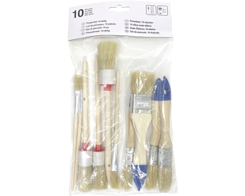 10-teiliges Pinselset in Kunststoffverpackung