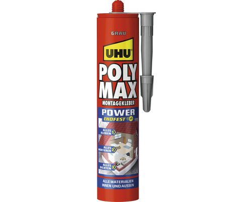 UHU Poly Max Montagekleber Power endfest grau 425 g Uhu Poly Max Montagekleber Kartusche