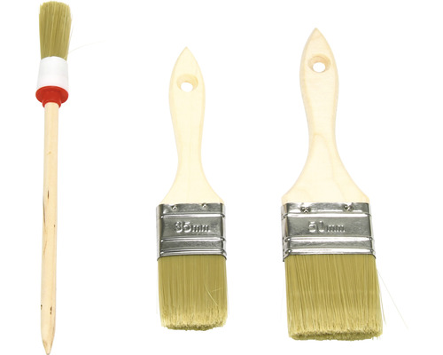 Verschiedene Pinselgrößen mit Holzgriffen für Malerarbeiten