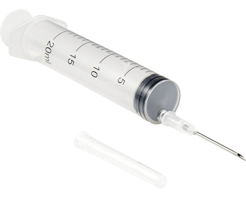 Kunststoffspritze 20 ml mit Kanüle und Schutzkappe