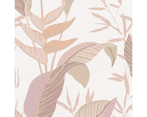 Vliestapete 10332-05 Elle Decoration 3 Blätter Pink Tapete mit floralem Muster