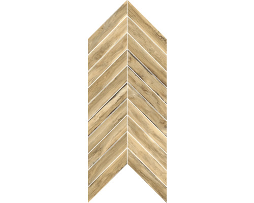 Feinsteinzeugmosaik Sherwood chevron oak 24x50 cm Keramikfliese im Fischgrätenmuster