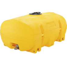Gelber Wassertank aus Kunststoff mit Auslaufhahn