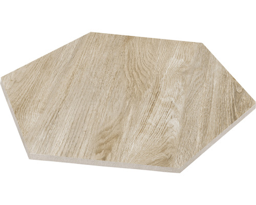 Sechseckige Bodenfliese in Holzoptik