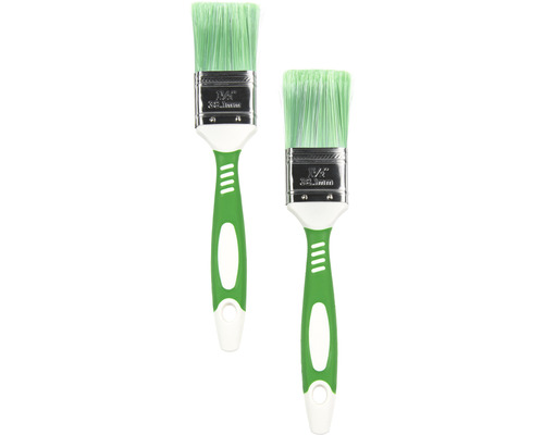 Zwei Lackierpinsel mit Kunststoffborsten und Kunststoffgriff