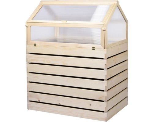 Hochbeet aus Holz mit Frühbeetaufsatz