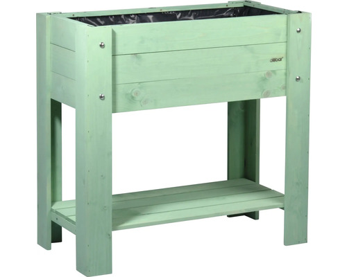 Hochbeet aus Holz mit Ablage