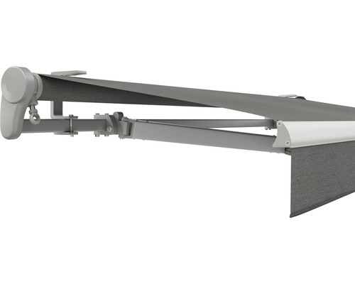 SOLUNA Gelenkarmmarkise Trend 6x3 Stoff Dessin U104 Gestell E6EV1 silber eloxiert Antrieb links inkl. Motor, Wandschalter,Nothandkurbel, Sonnen und Windwächter