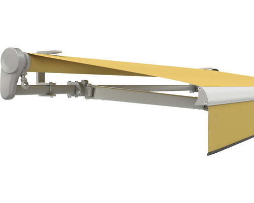 SOLUNA Gelenkarmmarkise Trend 4,5x2,5 Stoff Dessin U415 Gestell E6EV1 silber eloxiert Antrieb links inkl. Motor, Wandschalter,Nothandkurbel, Sonnen und Windwächter