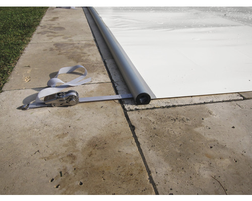 Rollabdeckung Flex für Pools weiß 6 x 3 m für Sommer und Winter