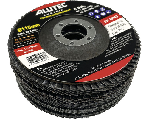 Fächerscheiben Set, Durchmesser 115 mm, geeignet für Stahl, Holz und PVC