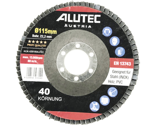 Alutec Fächerscheibe, Durchmesser 115 mm, Körnung 40