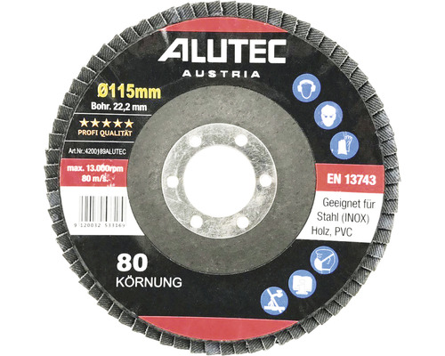 Alutec Fächerscheibe Durchmesser 115 Millimeter, Körnung 80