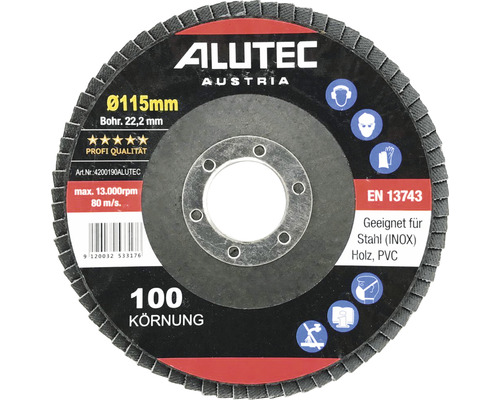 Alutec Schleifmopteller, Durchmesser 115 mm, Körnung 100