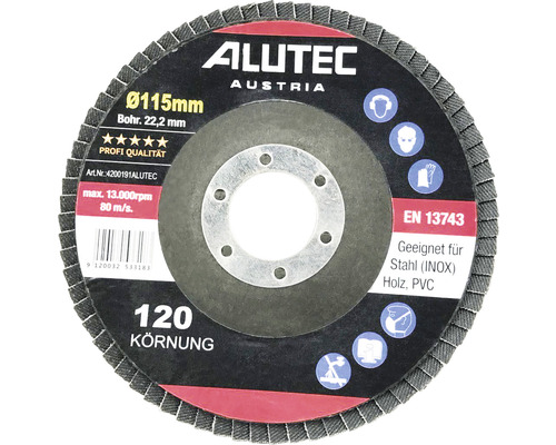 Alutec Austria Schleifmopteller, Durchmesser 115 Millimeter, Körnung 120