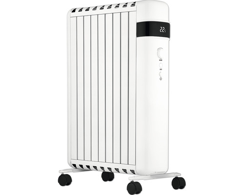 Ölfreier-Radiator Eurom Rad2000 63,6x42,8x25 cm 2000 Watt inkl. WiFi Weißer, mobiler Heizkörper mit digitaler Anzeige und Rollen