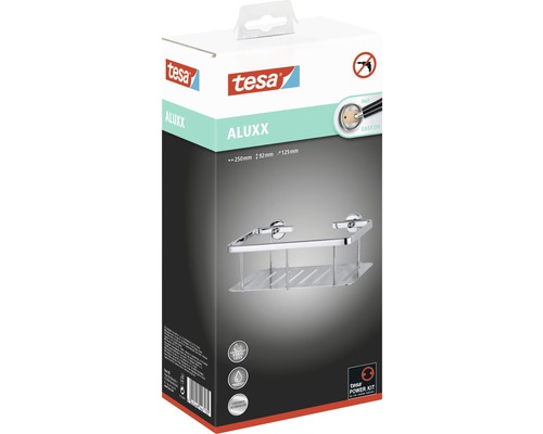 Tesa Aluxx Eckregal Verpackung mit Montagehinweis