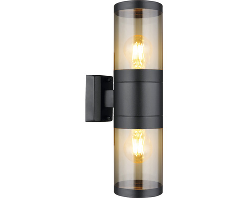 Außen-Wandleuchte Globo XELOO E27 60 W, 102x380 mm, 2-flammig IP 44, schwarz Wandleuchte mit zwei Lampen