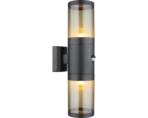 Außen-Wandleuchte Globo XELOO E27 60 W, 102x420 mm, 2-flammig IP 44, schwarz Außenwandleuchte mit Bewegungsmelder