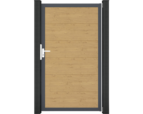 Gartentor mit Holzpaneelen und Rahmen