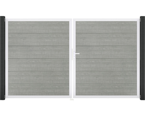 Doppeltor aus Aluminium mit Holzoptik