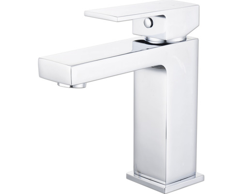 Waschtischarmatur aus verchromtem Metall mit Hebel
