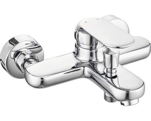 Chromfarbene Badewannenarmatur mit Einhebelmischer und Umsteller
