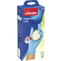 Verpackung von Vileda Lebensmittelhandschuhen, Größe S/M, 40 Stück, aus Nitril, latexfrei und puderfrei
