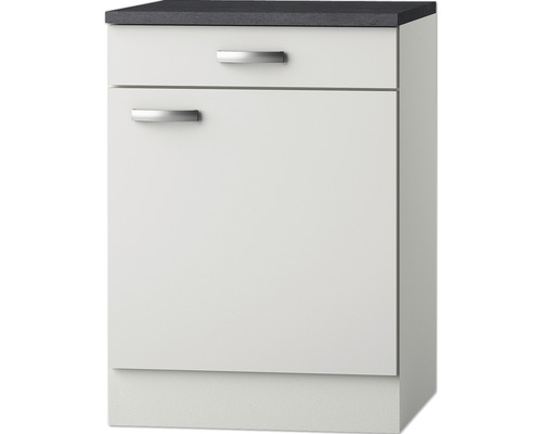 Unterschrank Optifit Lagos weiß glänzend 60x84,8x60 cm mit Drehtür Unterschrank mit Schublade und Tür für die Küche