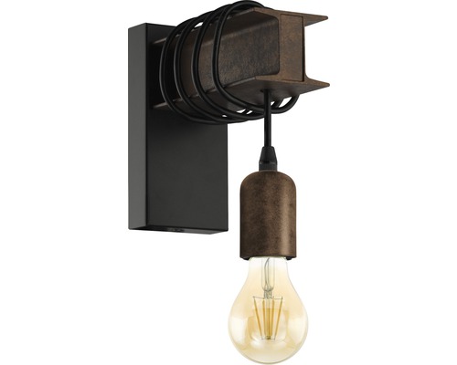Wandleuchte mit sichtbarer Glühbirne im Industrie Design