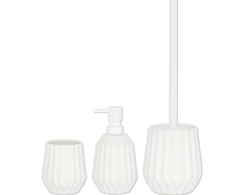 Keramik Badezimmer Set mit Seifenspender, Becher und WC-Bürste