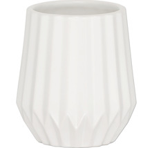 Weißer Übertopf mit geriffeltem Design