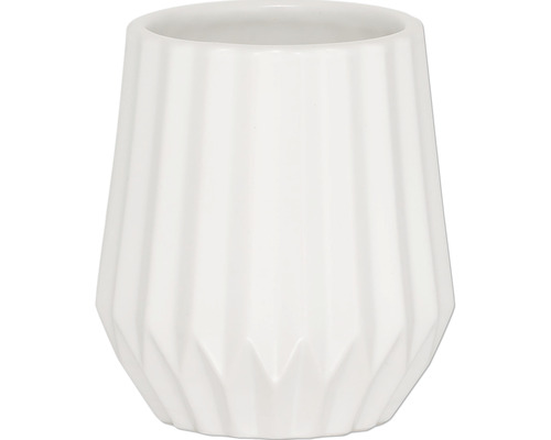 Weißer Übertopf mit geriffeltem Design