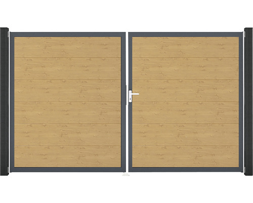 Doppeltor mit Holzstruktur und Griff