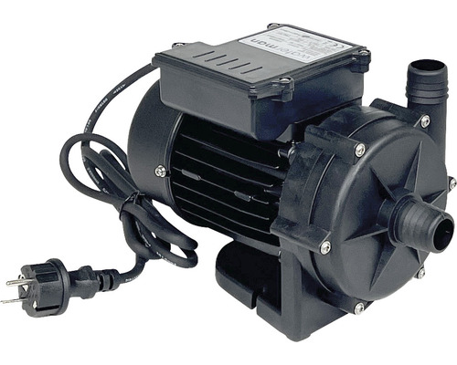 Schwarze Wasserpumpe mit Stromkabel und Netzstecker