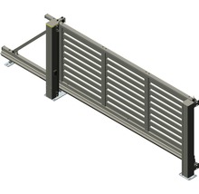 Schiebetor aus Metall mit horizontalen Lamellen für den Aussenbereich