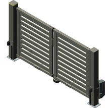 Doppelflügeltor mit horizontalen Lamellen und Torantrieb