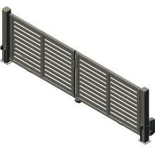 Schiebetor aus Metall mit horizontalen Lamellen